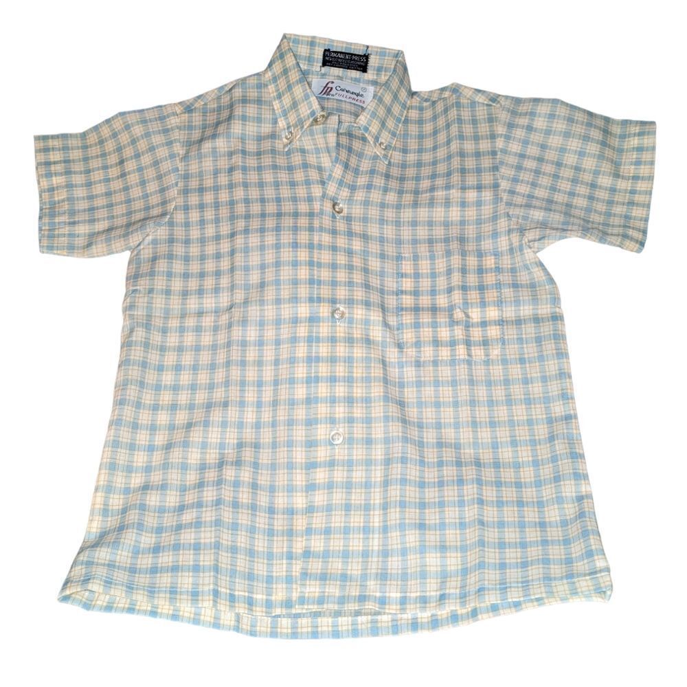 ‎Carnegie vintage yellow and blue checkered shirt size 7